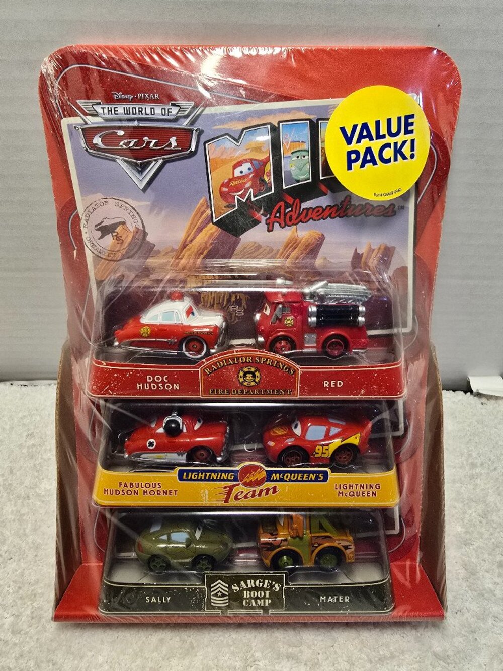 Disney Pixar World of Cars 3 Pack Lightning McQueen, Sally, Mater, Doc, Red..